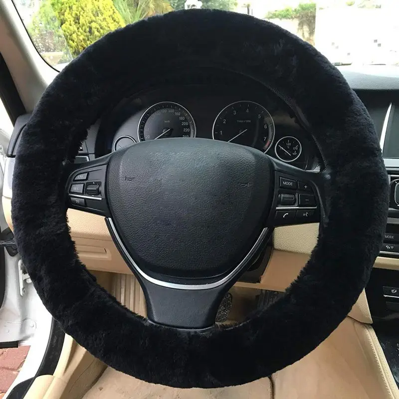 Универсальный Натуральная кожа Чехол рулевого колеса автомобиля зимние теплые