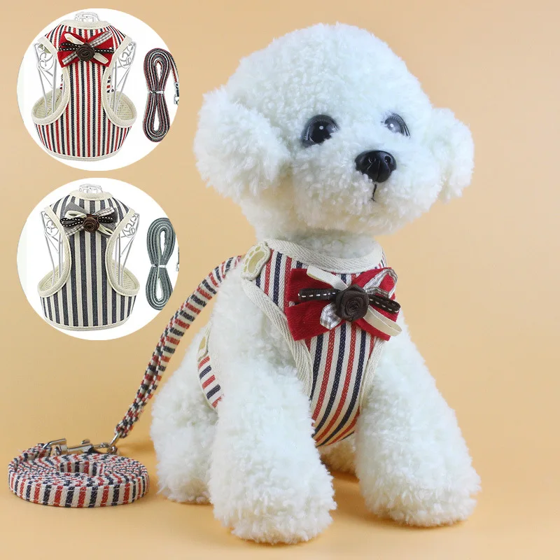 

Bow Tie Harness Mesh Kitten Puppy Jackets Pet Chest Strap Cat Dog Leash Breathable Vest Traction Rope Traction Pet Clothes