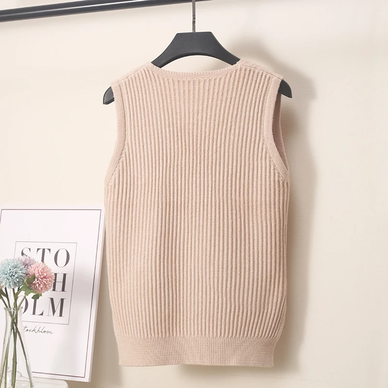 2018 Spring Autumn Vest Women V-neck Slim Sleeveless Knitted Warm Casual Sweater Tops Pullover kz114 | Женская одежда