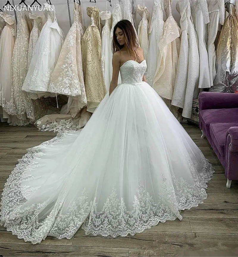 

Vestidos De Novia 2021 Elegant Lace Sweetheart Ball Gown Wedding Dresses Plus Size Custom Made Bridal Gowns Wedding Gowns