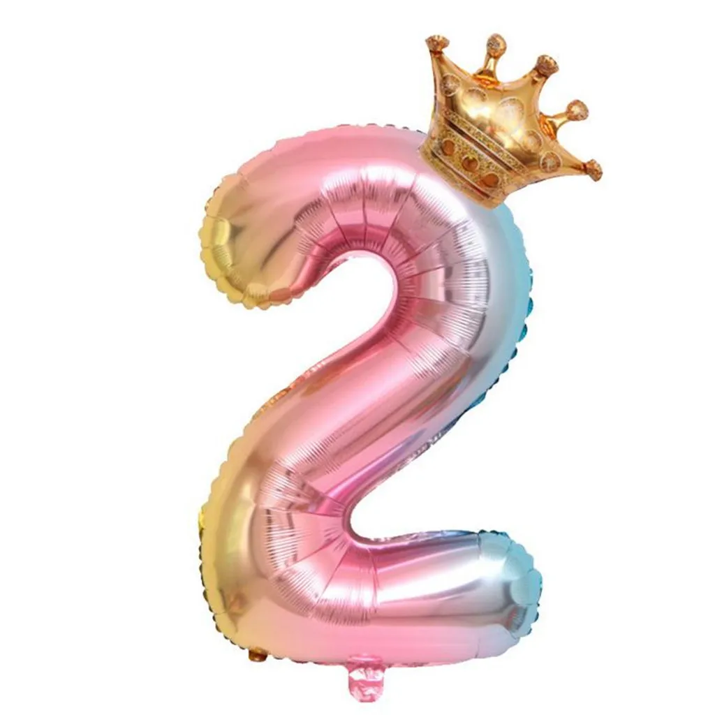 32inch Number Foil Balloons with Crown Digit Air Ballons Kids Birthday Party Wedding Decor Baloons Event Supplies 2020 | Дом и сад