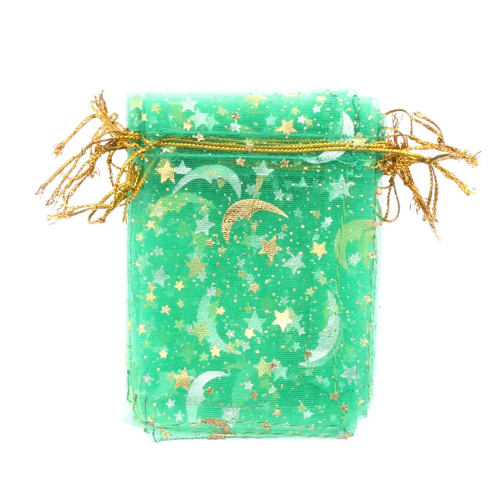 green 10 шт., 7x9/9x12/13x18 см, подарочная Сумка из органзы с сердечком, милая конфетная посылка, для свадьбы, на шнурке, мешочек для украшений, яркие вечерние украшения - Цвет: green