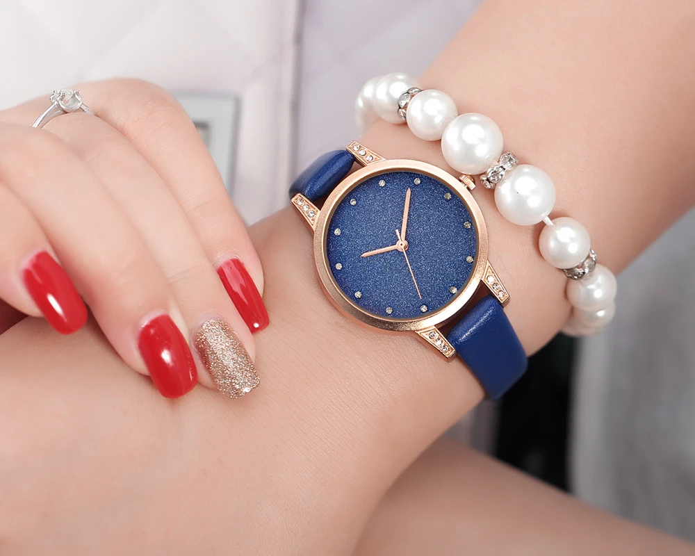 Женские наручные часы REBIRTH Роскошные водонепроницаемые с розовым кожаным