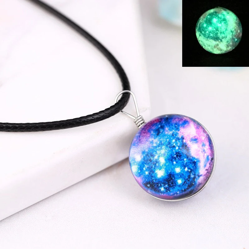 Ожерелье с хрустальной Туманностью стеклянная двухсторонняя подвеска в стиле