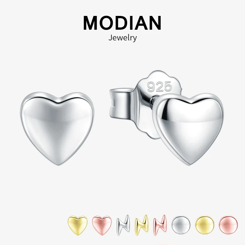 Modian горячая Распродажа 925 пробы серебряные милые маленькие серьги-гвоздики в форме сердца для женщин модные круглые Роскошные блестящие ювелирные изделия