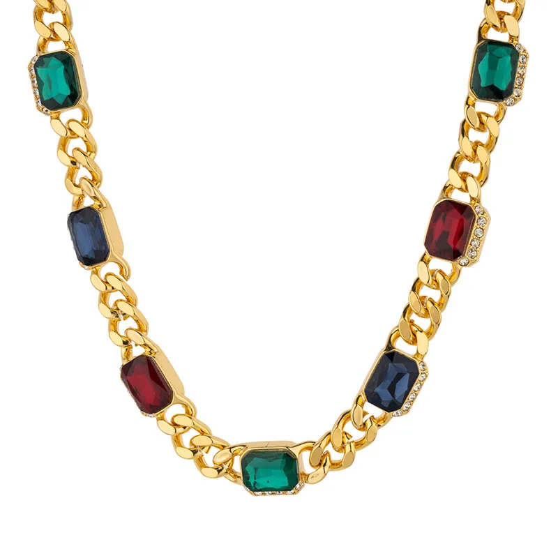 

Jaeeyin Trendy New Arrivals Colorful Rhinestone Gothic Heavy Choker Unisex Vintage Statement Neckace 2021 Big Necklace Chunky