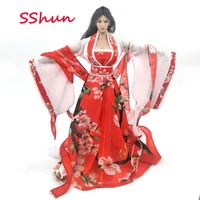 16 scale female ancient clothes female soldiers red printed hanfu for 12 action figure ph tbl ud other big breasts