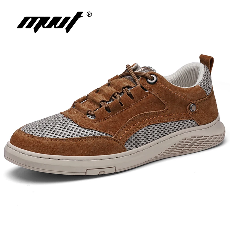 

Genuine Leather Summer Men Sneakers Shoes Men Casual Shoes Breathable Mesh Male Flats Shoes Men Loafers