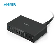 Anker 60W 10-Port USB Wall Charger PowerPort10 for iPhone Xs/XS Max/XR/X iPad Pro/Air 2/mini Galaxy S7/S6/Edge/Plus Note 5 More