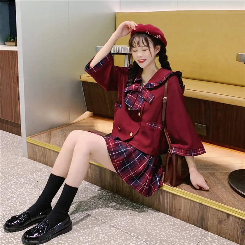 Ранняя осень 2020 новая японская мягкая темно-синяя куртка с бабочкой и воротником