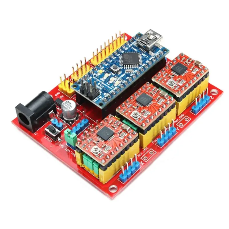 CNC Щит V4 + Nano 3 0 A4988 оси шаговый Драйвер доска гравировальный станок набор|Печатные