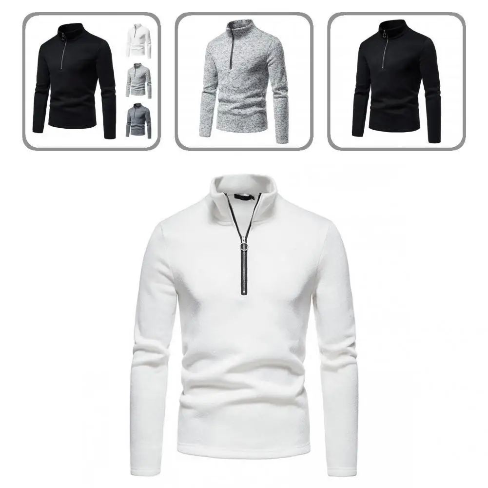 

Warm Men Sweater Eye-catching Polyester Men Pullover Sweater Skin-friendly Turtleneck Top Swearshirt