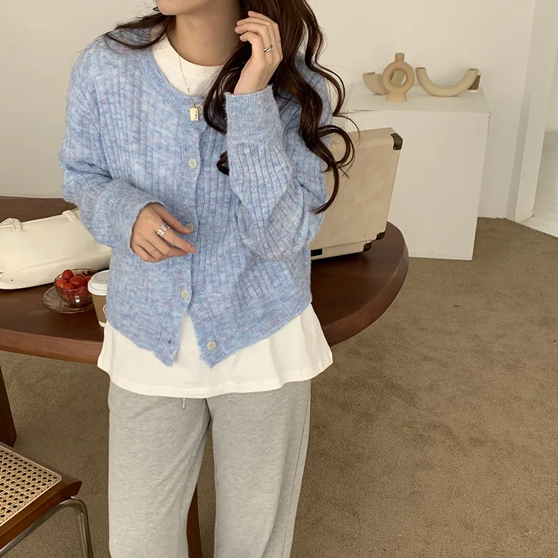 

2021 Lady Cardigan Loose Gentle Temperament Round Collar Spring Long Sleeve Relaxation Short Solid Color Coat48091330