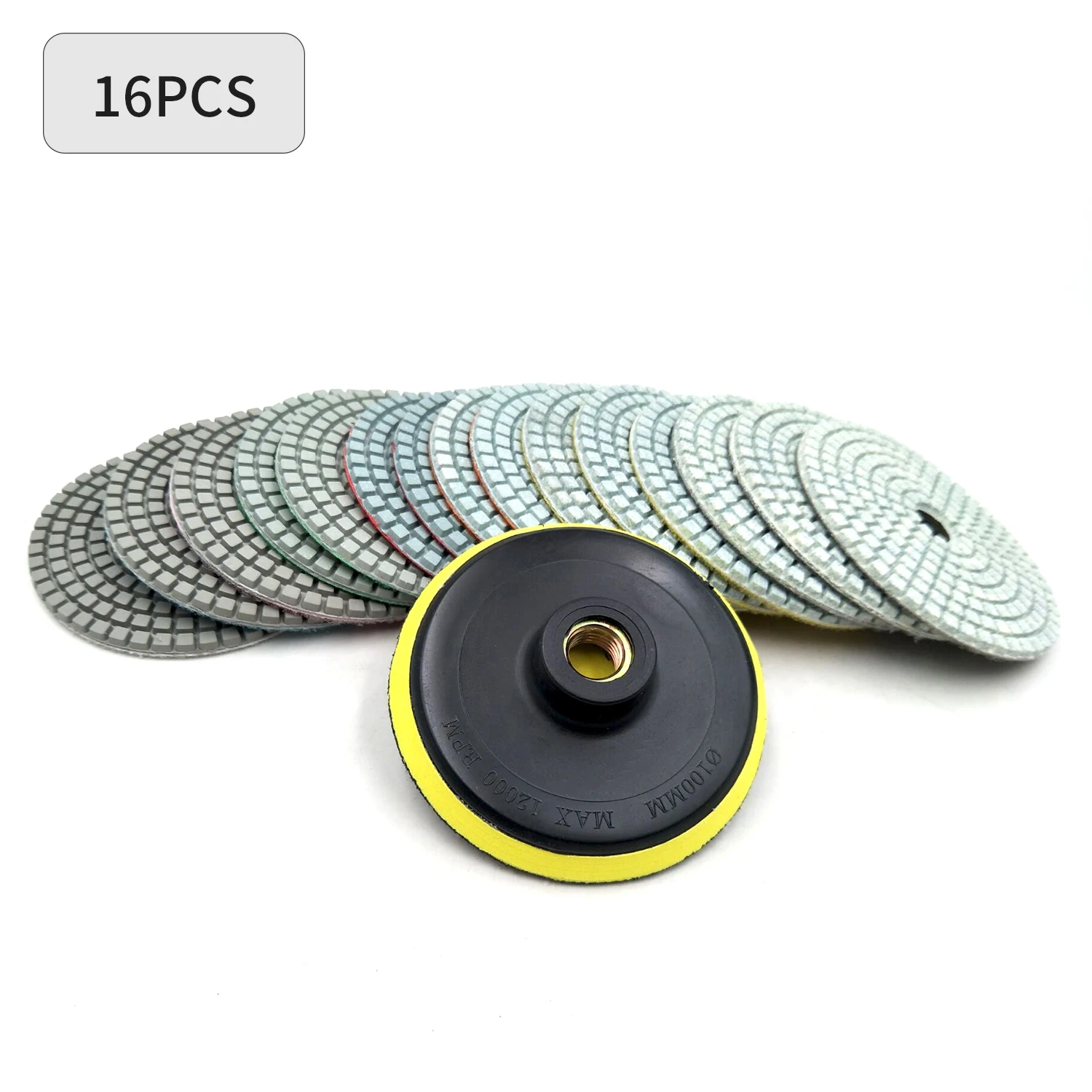 16 шт 4 дюйма 100 мм влажные/сухие Алмазные полировальные колодки Набор для гранита