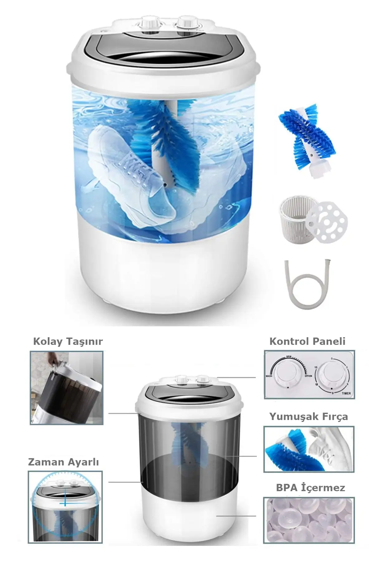 Портативная мини-стиральная машина для кемпинга можно использовать в домашних