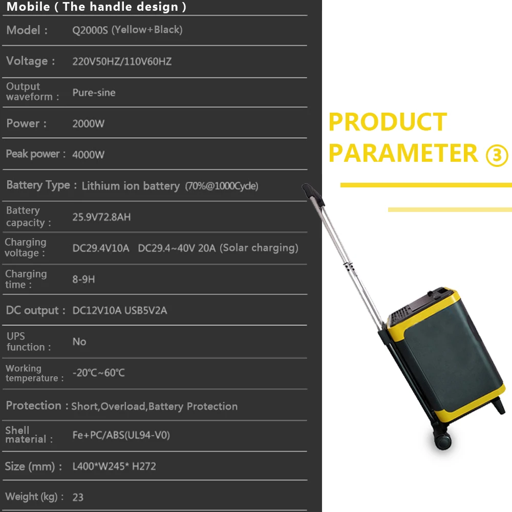 2000W генератор Лидер продаж Портативный Солнечные генераторы 110V 220V пиковый 4000 Вт AC
