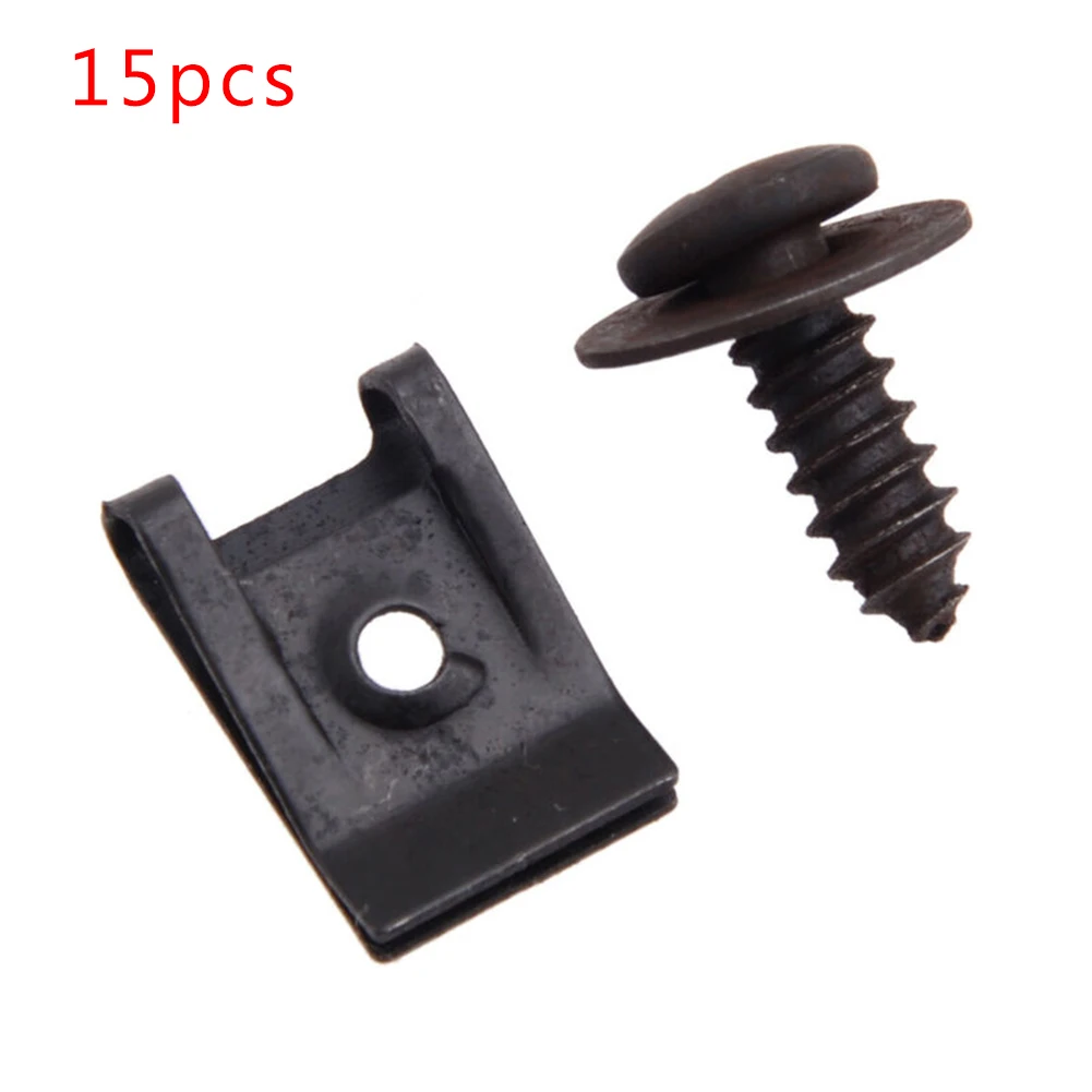 

Bumper U-type Clips Car Fasteners Black Fender Fitting Metal With Screws