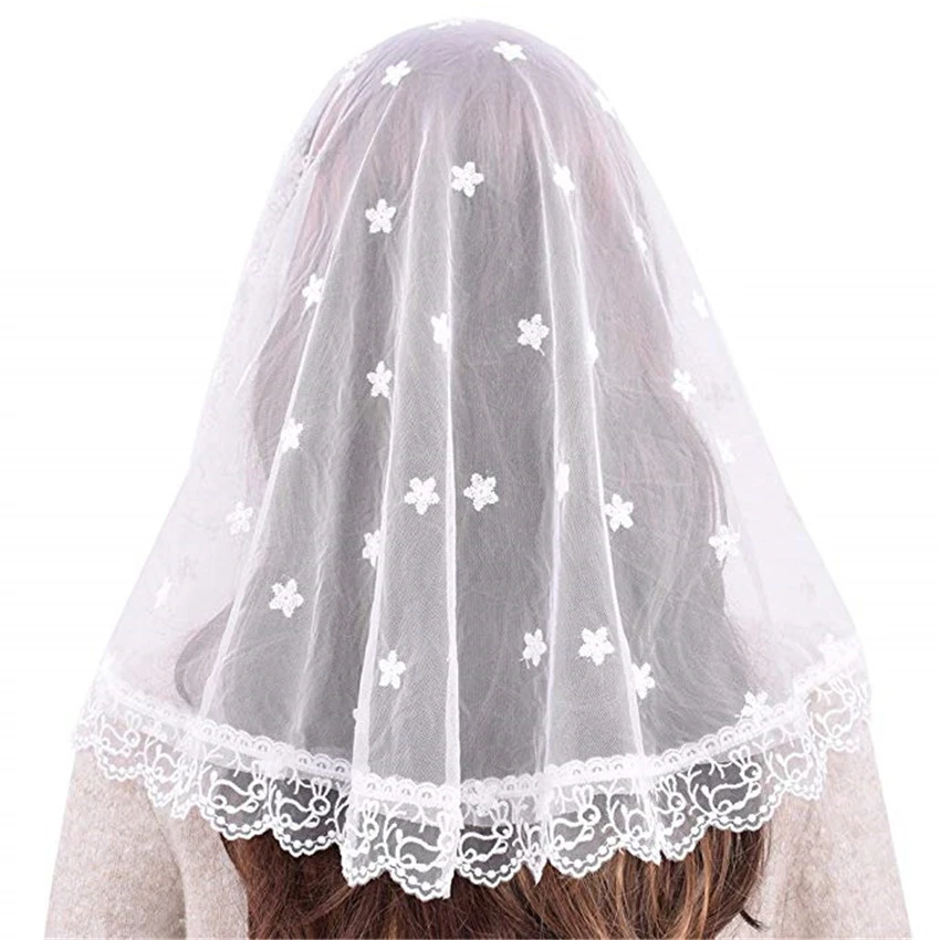

Women Mantilla Chapel Veils Headcovering for church Catholic Lace Embroided Tridentine Mass Veils Mantille Velo Negra MS2027