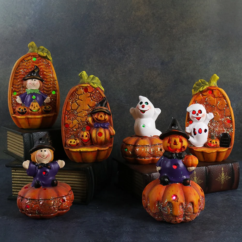 

Halloween Ghost Witch Pumpkin Light LED Glowing Desktop Ornaments Lighting Lamp Add Festival Atmosphere Props