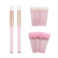 102 pcs pink color glitter lash shampoo brushesdisposable mascara wandeyelash cleansing brushes disposable lip wand