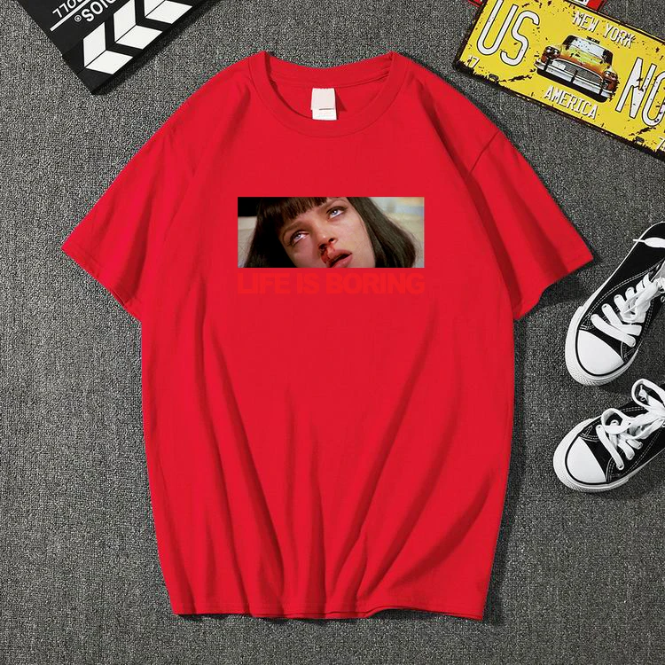 Белая женская футболка в стиле харадзюку новинка 2020 летняя с принтом Life is Boring
