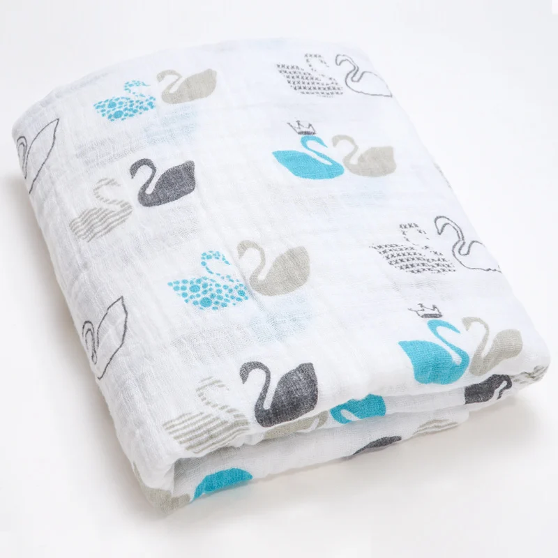 The swan Новые хлопковые детские одеяла для новорожденных, мягкая муслиновая Пеленка, шарф для кормления, детское банное полотенце, аксессуары для коляски для маленьких мальчиков и девочек - Цвет: The swan