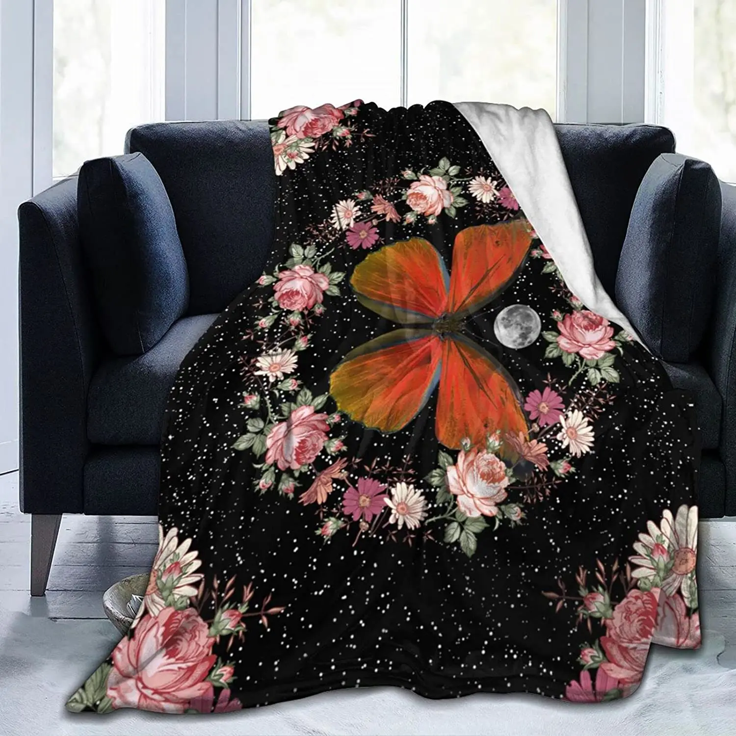 

Гирлянда с бабочками, одеяло в виде звездной Луны, супермягкое покрывало s, легкое двустороннее уютное теплое плюшевое одеяло из искусствен...