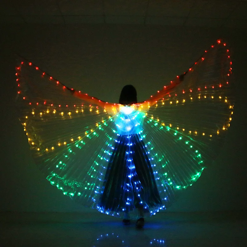 New Belly Dance Performance Prop Women Dance Accessories Girls DJ LED Wings Light Up Wing Costume LED Butterfly Wings Fan-shaped