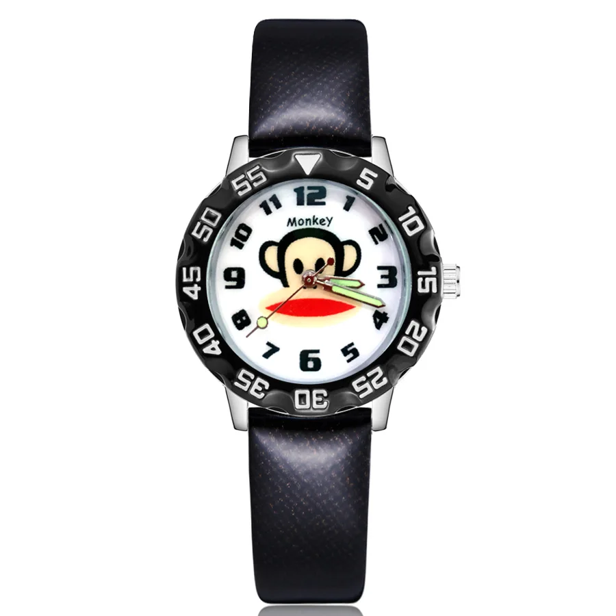

Children's Cute Cartoon Monkey Style Student Boy Girl Leather Strap Quartz Wrist Watches JM216