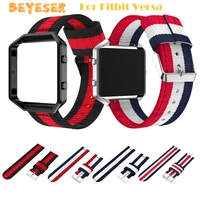 fashion nylon sport watchband for fitbit versa watch breathable replacement adjustable strap with frame bracelet accessories