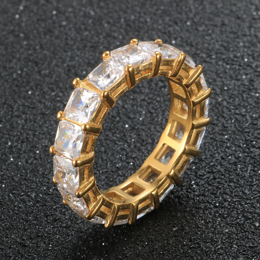 Luxury Cubic Zirconia Rings Eternal Crystal Ashlar Feldspar Engagement Full Wedding Ring For Women Party Trendy Jewelry