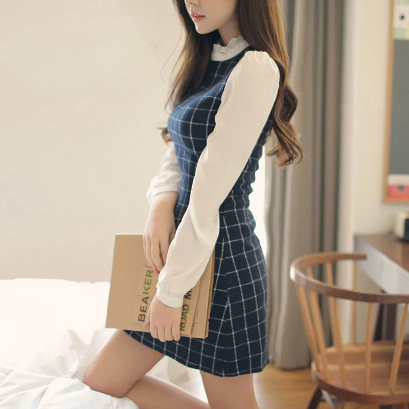 Женское облегающее платье в клетку с длинным рукавом размеры 2xl | Женская одежда