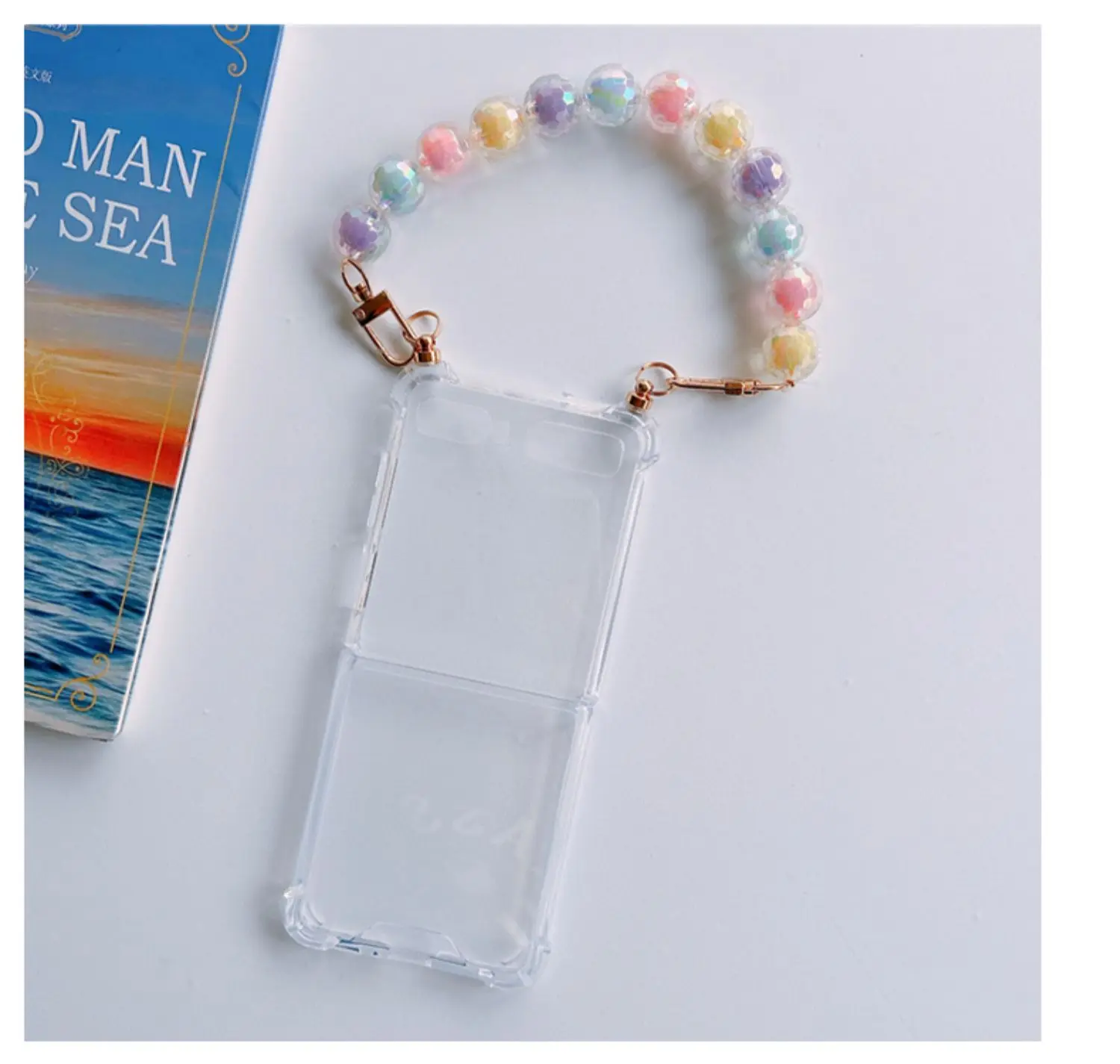 

Creative cute Big DIY Color Bead Bracelet Case For Samsung Galaxy Z Flip / Flip3 Flip4 portable Transparent Back Cover