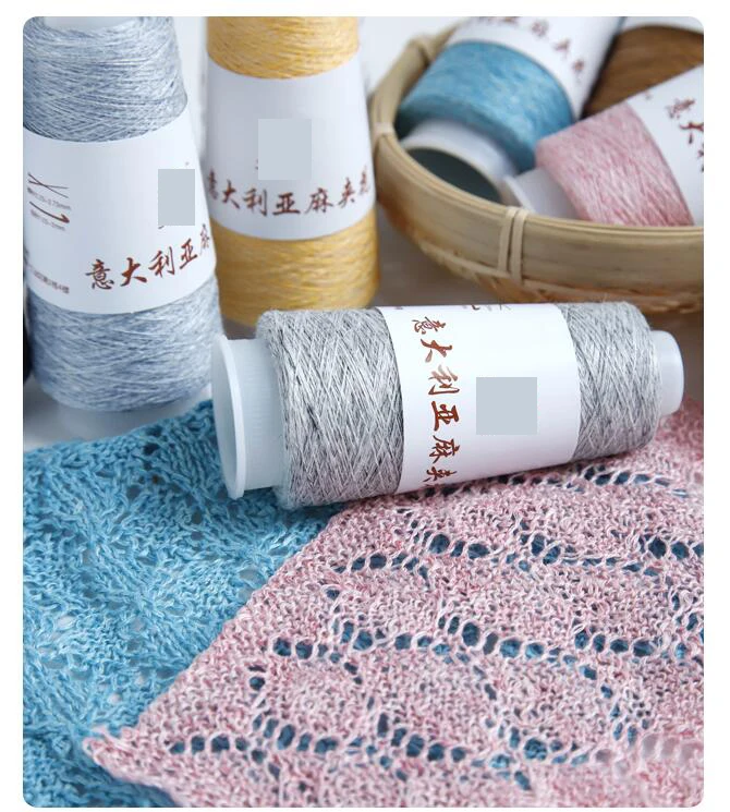 50g/Lot Italian Colorful linen Yarn Mix Color Summer crocheted thin line DIY hand-woven hook hat linen Thread