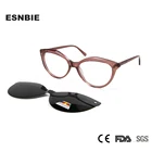 Магнитные солнцезащитные очки кошачий глаз для женщин, ацетатные поляризационные женские солнцезащитные очки с магнитным зажимом и защитой Uv400, трендовые очки