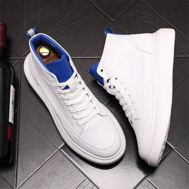 Online Sepatu Sol Tebal Pria Korea Fashion Sneakers Punk Liar Sepatu Bot Pergelangan Kaki Hip Hop Atasan Kasual Kulit Pria Sepatu Homme