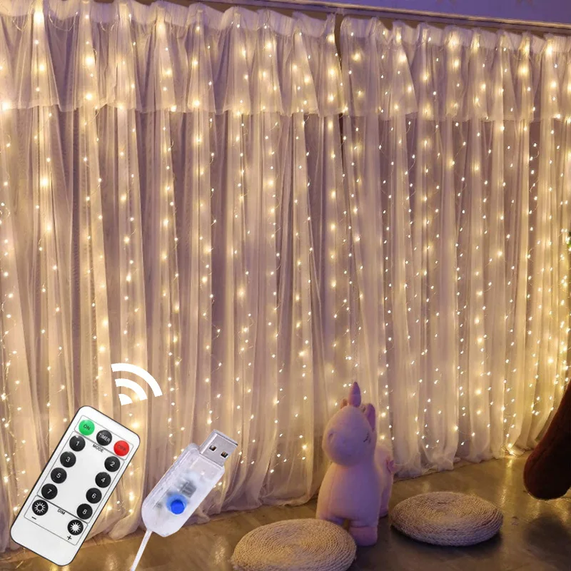 

Скасветильник светодиодная гирлянда-занавес с USB, уличное украшение для нового года, Рождества, свадьбы, дома, светильник х3 м, 3 х1 м, 3 х2 м