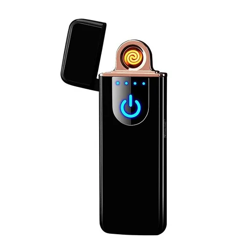 Многоцветный Smart Touch сенсор USB перезаряжаемая двойная дуга беспламенная плазменная электрическая зажигалка датчик отпечатков пальцев Светодиодный дисплей питания - Цвет: Многоцветный