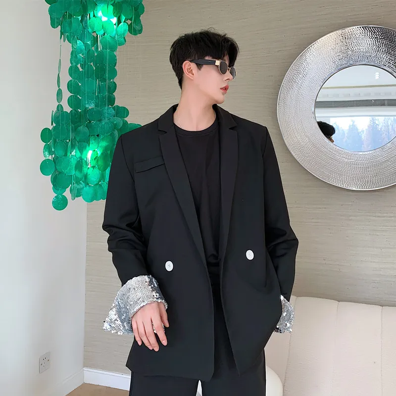 Повседневная куртка с блестками на рукавах для мужчин и женщин винтажный Модный