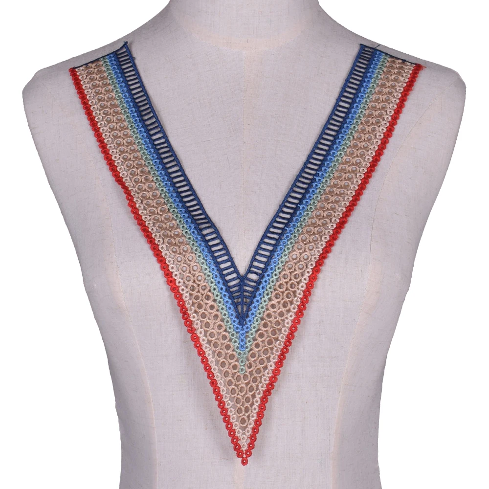 1 шт. цветной вышитый кружевной тканевый воротник с V-образным вырезом | Дом и сад