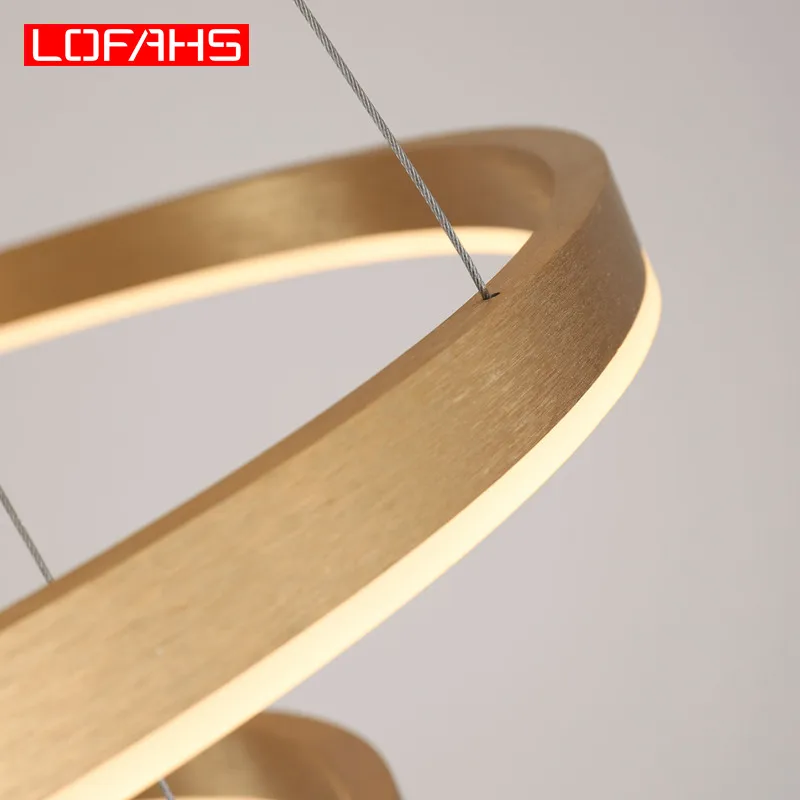 

New LOFAHS Modern LED Chandelier for Living Room Dining Room Lobby dome kitchen Aluminum Circle Ring Pendant Chandelier Lighting