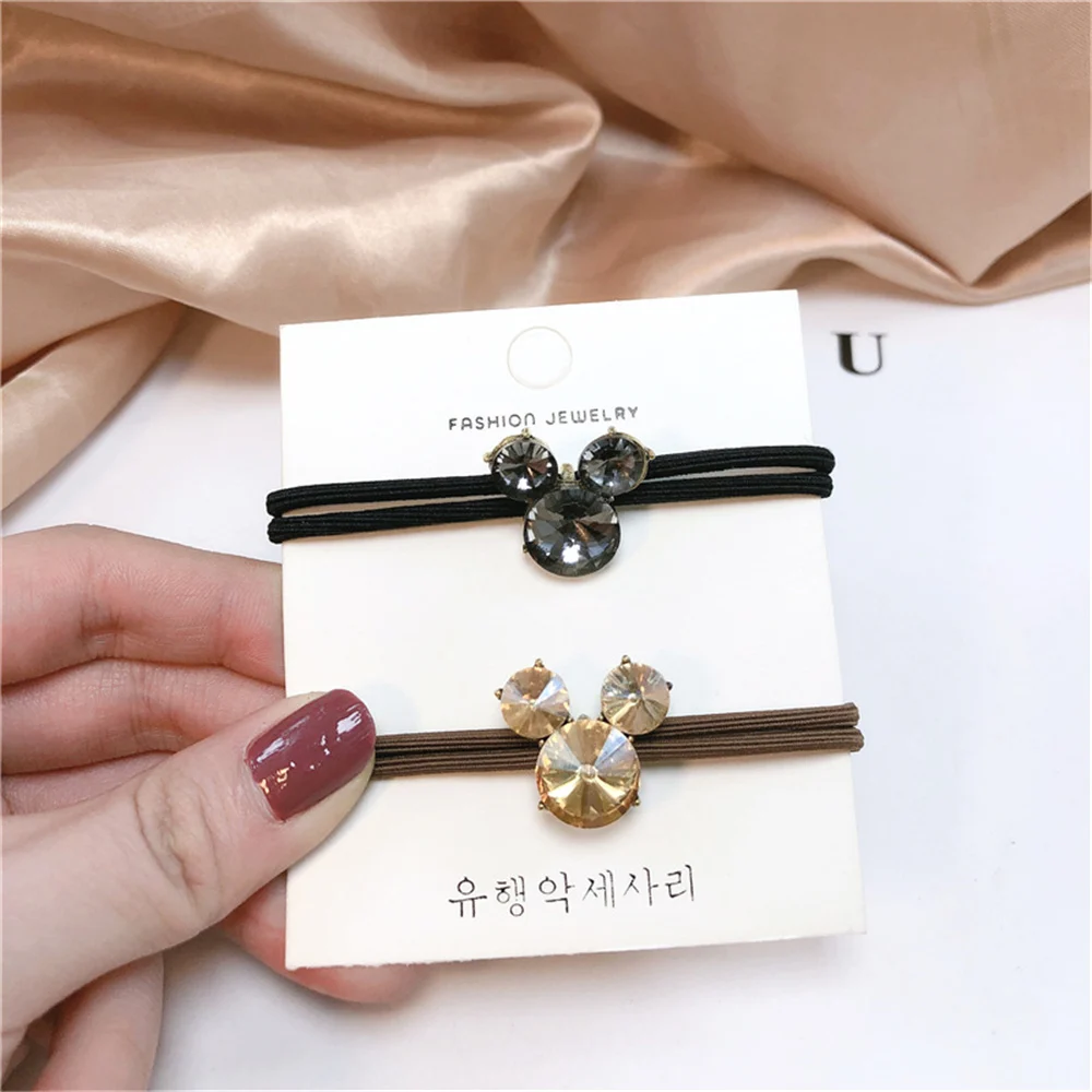 

2021 New Big Crystal Women Elastic Hair Bands Girls Cartoon Animal Rhinestone Hair Ropes Fashion Lady Hair Tie Hair Accessories