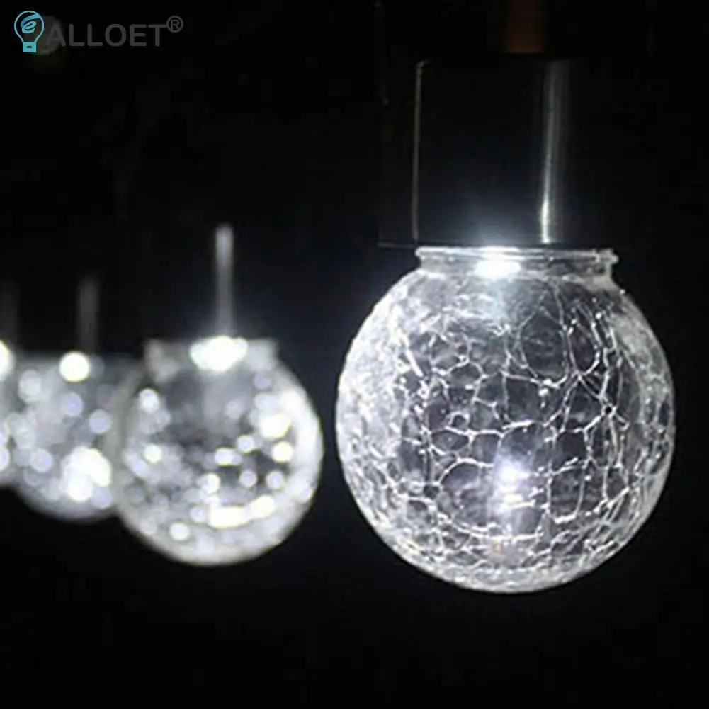 

LED Solar Lamp Cracked Glass Ball Hanging Lights Waterproof Outdoor Garden Christmas Wedding Decoration