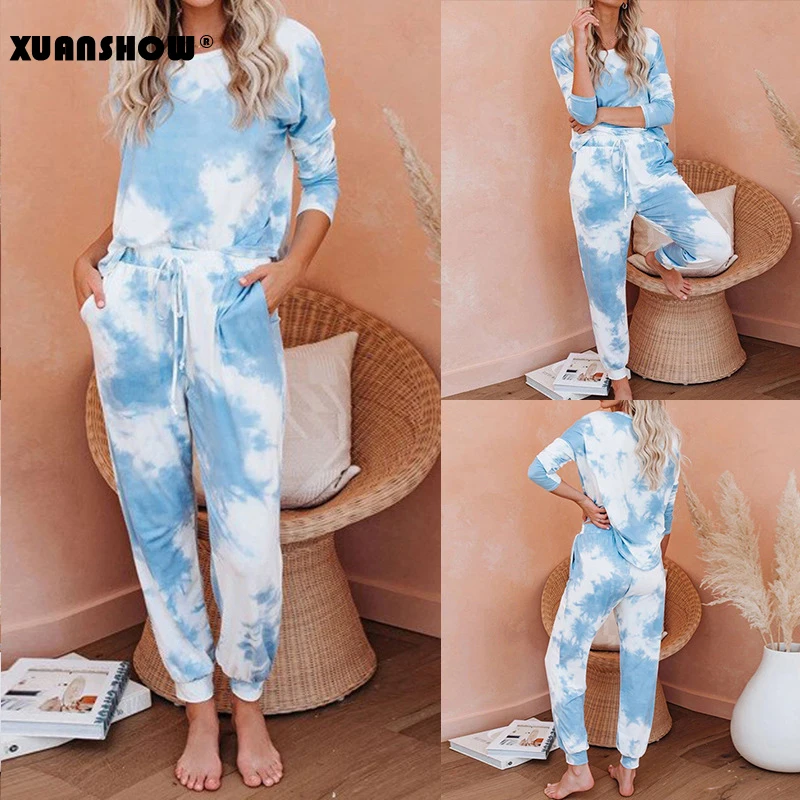 XUANSHOW 2020 женский спортивный костюм с круглым вырезом повседневный пижамный