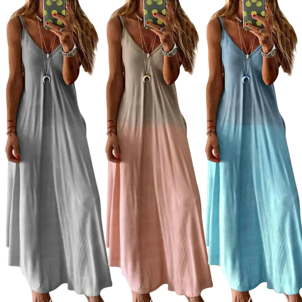 Женские летние длинные богемные платья Пляжные Макси-платья с v-образным вырезом