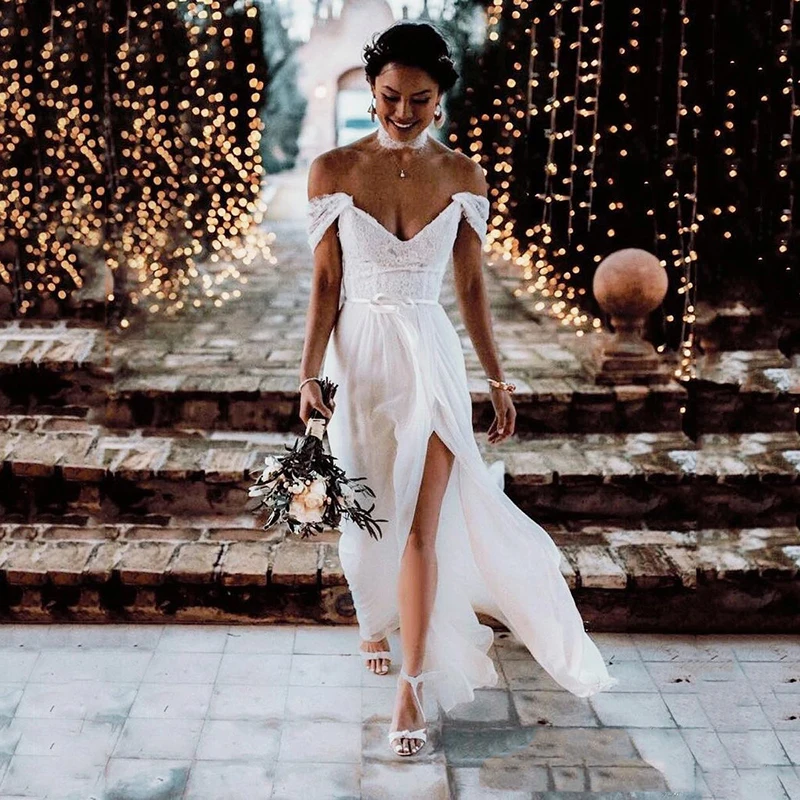 

MNGRL New Simple Wedding Dress Backless Sleeveless Design Chiffon Lace Bride Dresses Princess Dress Plus Size Tailor-made