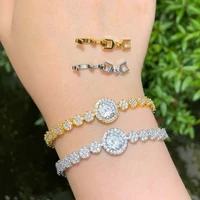 cwwzircons gorgeous white gold color 5a round halo cubic zirconia bracelet for women wedding party bridal bangle jewelry cb264