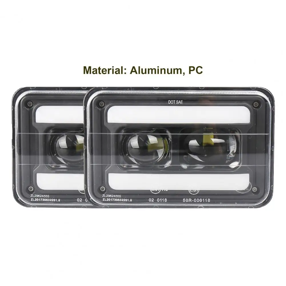2Pcs LED Headlight Multifunctional Hi/Lo Beam PC 6500k Anti-flicker DRL Turn Signal Headlamp for Square Light 4x6 All Models | Автомобили