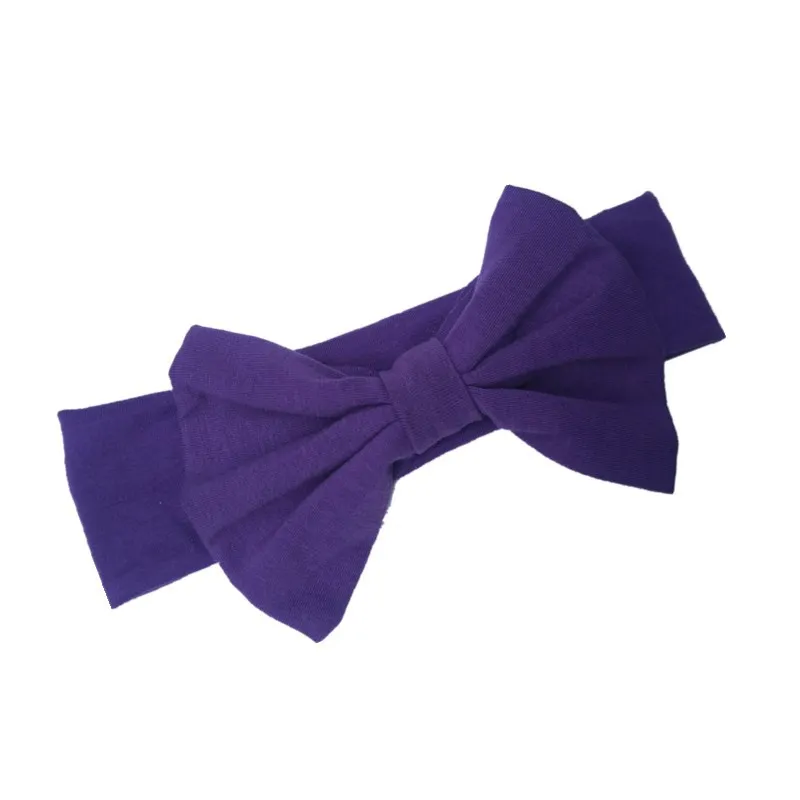 purple Детская повязка на голову с бантом; Вязаная хлопковая детская эластичная повязка на голову для девочек; тюрбан для девочек; Летние повязки на голову; Бандо; bebe - Цвет: purple