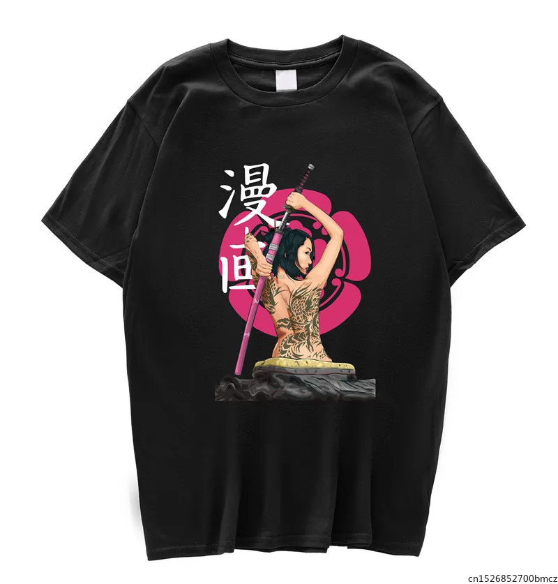 

Comic Beauty Print Short-sleeved T-shirt Harajuku Hip-hop Casual Streetwear Women Summer T-shirt